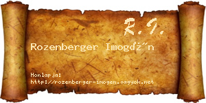 Rozenberger Imogén névjegykártya
